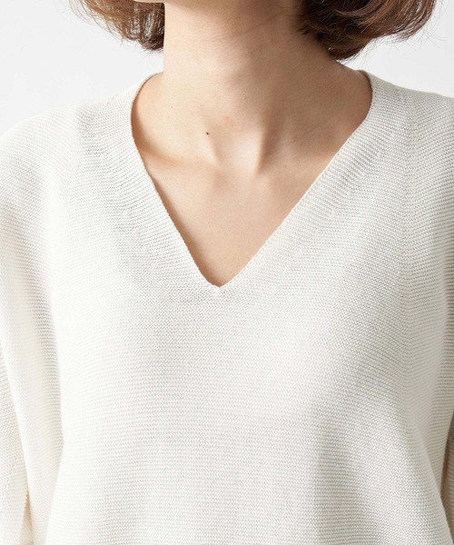 RIVE DROITE(リヴドロワ)の「ON/OFF兼用ニット ギマコットンバックボリュームニット(ニット/セーター・レディース・ホワイト/サックスブルー/モカ/ホワイト系その他・FREE)」の17枚目の写真