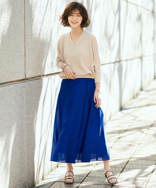 RIVE DROITE(リヴドロワ)の「ON/OFF兼用ニット ギマコットンバックボリュームニット(ニット/セーター・レディース・ホワイト/サックスブルー/モカ/ホワイト系その他・FREE)」の13枚目の写真