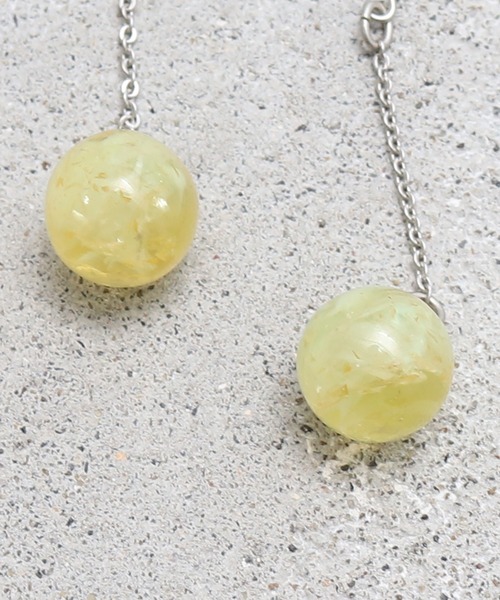 bulle de savon（ビュルデサボン）の「樹脂/貝のつぶつぶマーブルピアス（ピアス（両耳用）・レディース・ピンク/イエロー・FREE）」の7枚目の写真