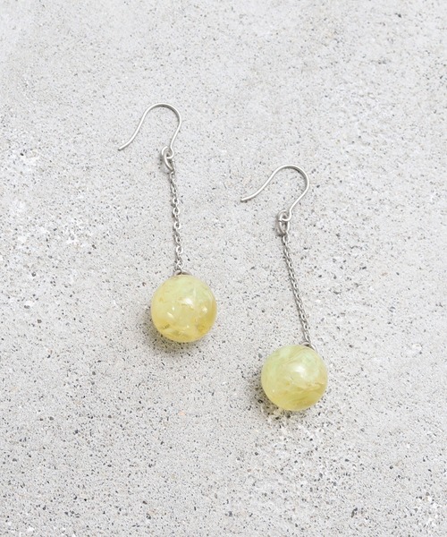 bulle de savon（ビュルデサボン）の「樹脂/貝のつぶつぶマーブルピアス（ピアス（両耳用）・レディース・ピンク/イエロー・FREE）」の6枚目の写真