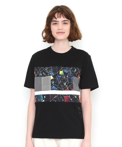 Design Tshirts Store graniph（デザイン　ティーシャツ　ストア　グラニフ）の「ネビュラ｜パッチワークパネルTシャツ(ブラック)（Tシャツ/カットソー・メンズ・ブラック・SMALL/MEDIUM/LARGE/X-LARGE）」の8枚目の写真