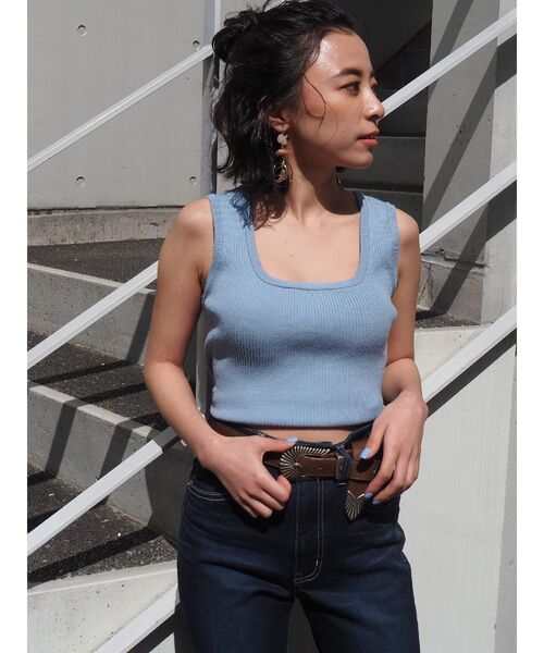 EVRIS（エヴリス）の「バックリボンリブニット（タンクトップ・レディース・ホワイト/ブルー/ブラック/ピンク・FREE）」の22枚目の写真