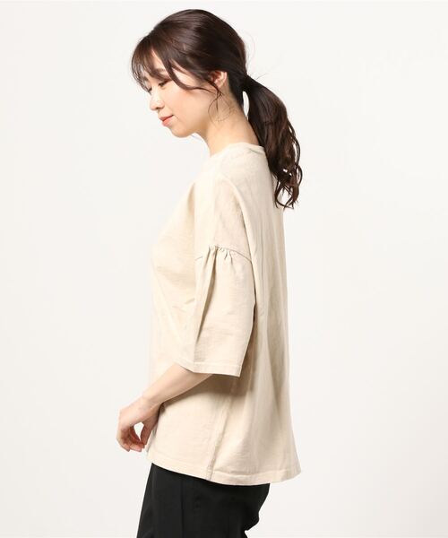 Healthknit（ヘルスニット）の「[HEALTHKNIT/ヘルスニット] アメリカンジャージー ギャザースリーブワイドTシャツ（Tシャツ/カットソー・レディース・ブラウン/ベージュ・F）」の4枚目の写真