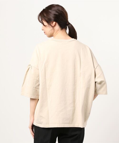 Healthknit（ヘルスニット）の「[HEALTHKNIT/ヘルスニット] アメリカンジャージー ギャザースリーブワイドTシャツ（Tシャツ/カットソー・レディース・ブラウン/ベージュ・F）」の3枚目の写真