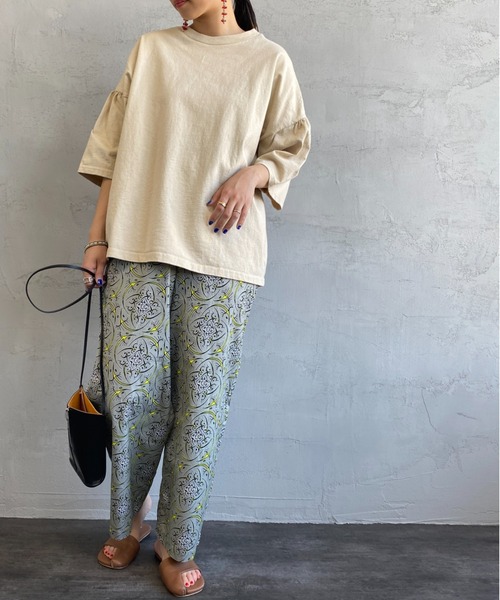 Healthknit（ヘルスニット）の「[HEALTHKNIT/ヘルスニット] アメリカンジャージー ギャザースリーブワイドTシャツ（Tシャツ/カットソー・レディース・ブラウン/ベージュ・F）」の13枚目の写真