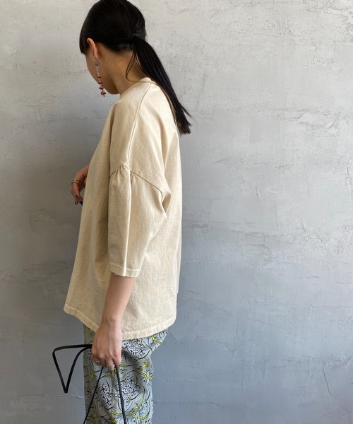 Healthknit（ヘルスニット）の「[HEALTHKNIT/ヘルスニット] アメリカンジャージー ギャザースリーブワイドTシャツ（Tシャツ/カットソー・レディース・ブラウン/ベージュ・F）」の14枚目の写真