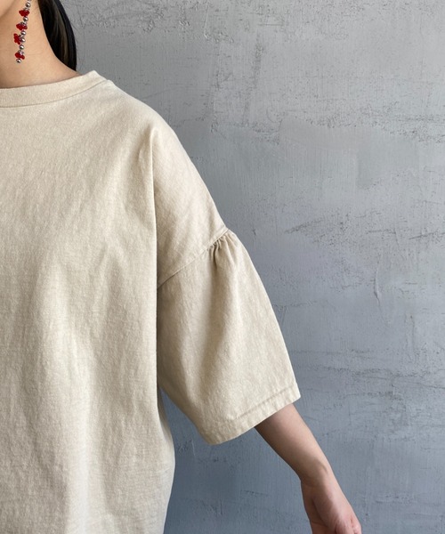 Healthknit（ヘルスニット）の「[HEALTHKNIT/ヘルスニット] アメリカンジャージー ギャザースリーブワイドTシャツ（Tシャツ/カットソー・レディース・ブラウン/ベージュ・F）」の16枚目の写真