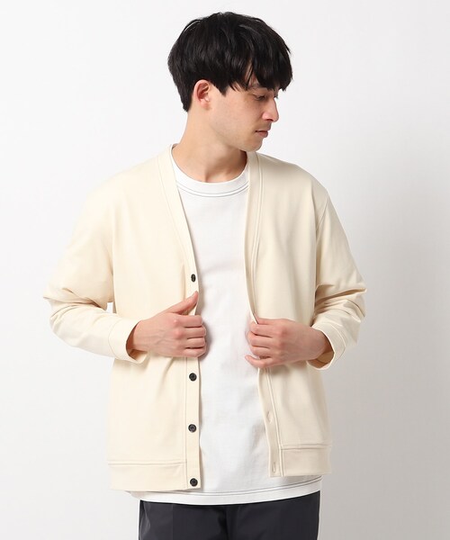 OPAQUE.CLIP(オペークドットクリップ)の「◆エアロノットインレイ Vネックカーディガン(カーディガン/ボレロ・メンズ・アイボリー/ブラック/ベージュ・03/02)」の7枚目の写真