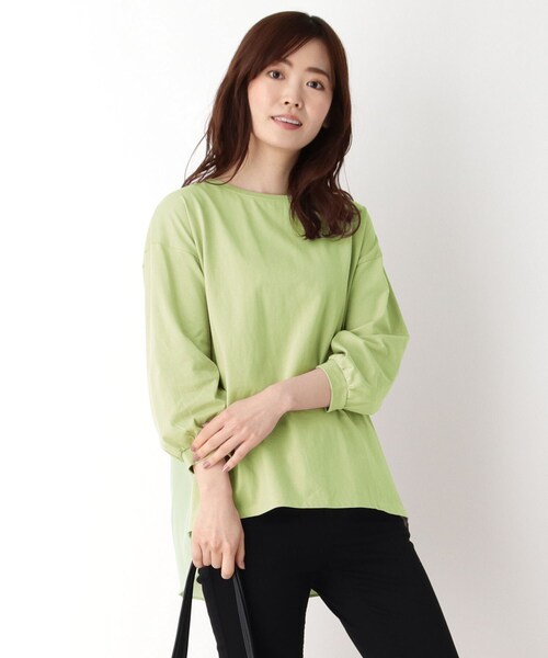 pink adobe（ピンクアドベ）の「◆【M～LL】バックシフォンプリーツプルオーバー（Tシャツ/カットソー・レディース・ライトグレー/ブラック/グリーン/アイボリー・40/38/42）」の4枚目の写真