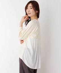 ◆【M~LL】バックシフォンプリーツプルオーバー