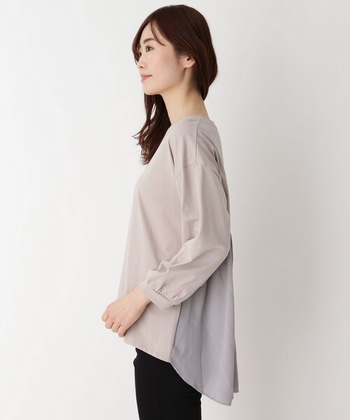 pink adobe（ピンクアドベ）の「◆【M～LL】バックシフォンプリーツプルオーバー（Tシャツ/カットソー・レディース・ライトグレー/ブラック/グリーン/アイボリー・40/38/42）」の9枚目の写真