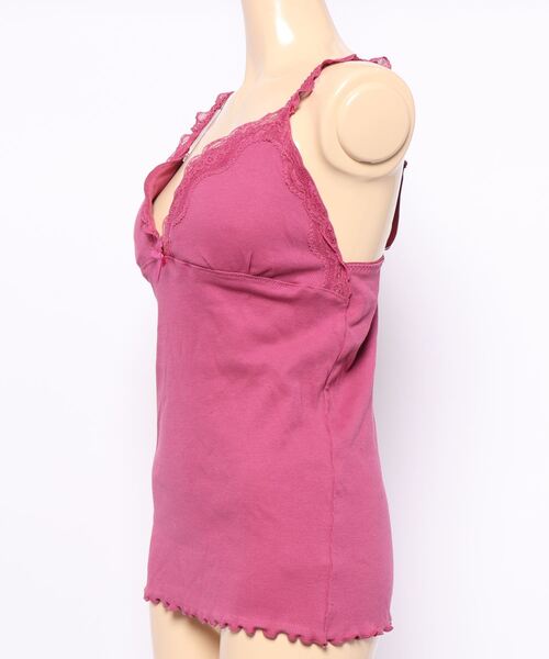 Lingerie by GeeRA（ランジェリーバイジーラ）の「コットンブレンドカップ付リブレースキャミ（キャミソール・レディース・エメラルド/ピンク/ブラック/グレー・MEDIUM/LARGE/X-LARGE）」の7枚目の写真