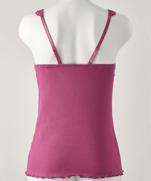 Lingerie by GeeRA（ランジェリーバイジーラ）の「コットンブレンドカップ付リブレースキャミ（キャミソール・レディース・エメラルド/ピンク/ブラック/グレー・MEDIUM/LARGE/X-LARGE）」の8枚目の写真