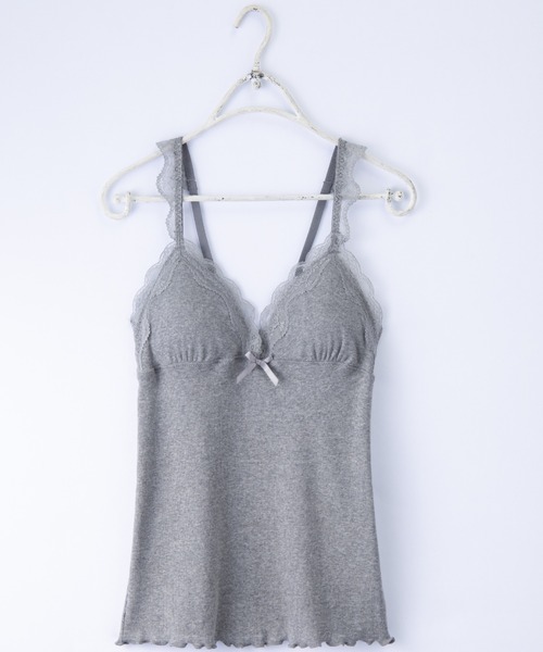 Lingerie by GeeRA（ランジェリーバイジーラ）の「コットンブレンドカップ付リブレースキャミ（キャミソール・レディース・エメラルド/ピンク/ブラック/グレー・MEDIUM/LARGE/X-LARGE）」の14枚目の写真