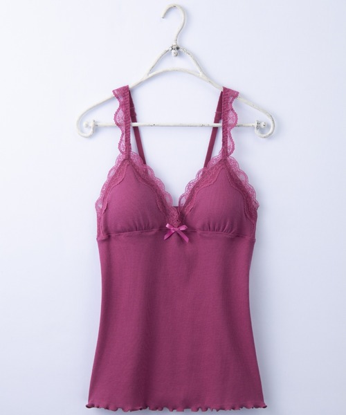 Lingerie by GeeRA（ランジェリーバイジーラ）の「コットンブレンドカップ付リブレースキャミ（キャミソール・レディース・エメラルド/ピンク/ブラック/グレー・MEDIUM/LARGE/X-LARGE）」の16枚目の写真