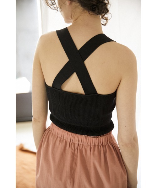 BLACK BY MOUSSY(ブラックバイマウジー)の「back cross knit camisole(バッククロスニットキャミソール)(キャミソール・レディース・サックスブルー/ブラック・FREE)」の5枚目の写真