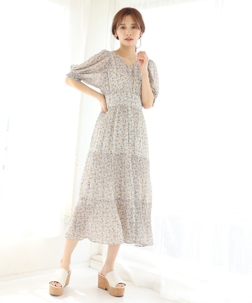 one after another NICE CLAUP（ワンアフターアナザーナイスクラップ）の「プリーツガウンワンピース（ワンピース・レディース・ブルー系その他/イエロー系その他/ドット・FREE）」の4枚目の写真
