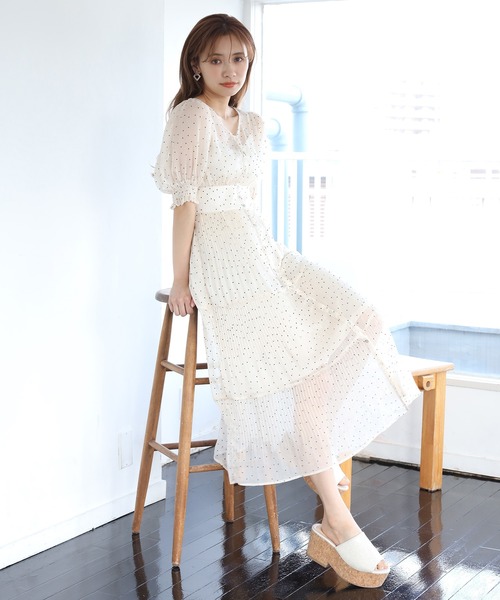 one after another NICE CLAUP（ワンアフターアナザーナイスクラップ）の「プリーツガウンワンピース（ワンピース・レディース・ブルー系その他/イエロー系その他/ドット・FREE）」の13枚目の写真