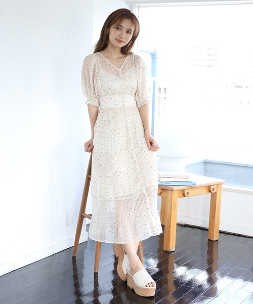 one after another NICE CLAUP（ワンアフターアナザーナイスクラップ）の「プリーツガウンワンピース（ワンピース・レディース・ブルー系その他/イエロー系その他/ドット・FREE）」の19枚目の写真