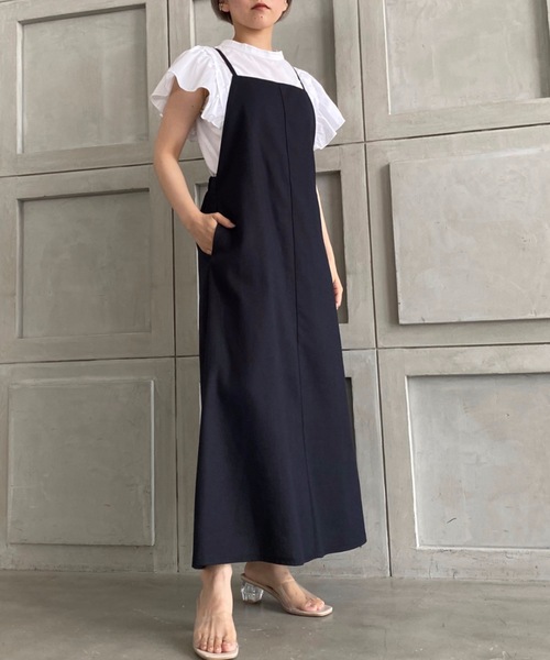 moment+（モーメントプラス）の「リネンライクジャンパースカート（ジャンパースカート・レディース・ナチュラル/ライトグリーン/ブラウン/ブラック/カーキ/モカ/アイボリー・L/M）」の11枚目の写真