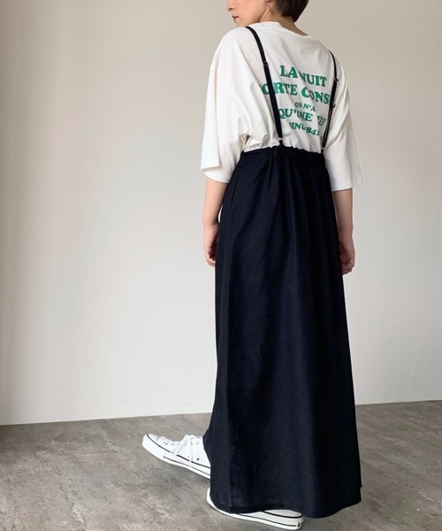 moment+（モーメントプラス）の「リネンライクジャンパースカート（ジャンパースカート・レディース・ナチュラル/ライトグリーン/ブラウン/ブラック/カーキ/モカ/アイボリー・L/M）」の12枚目の写真