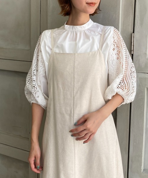 moment+（モーメントプラス）の「リネンライクジャンパースカート（ジャンパースカート・レディース・ナチュラル/ライトグリーン/ブラウン/ブラック/カーキ/モカ/アイボリー・L/M）」の21枚目の写真