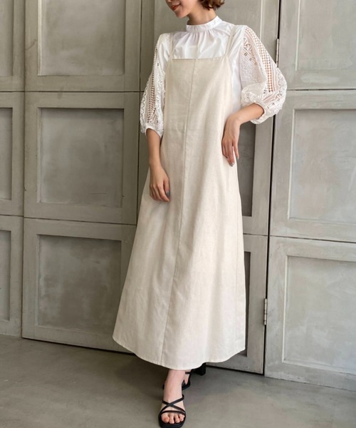 moment+（モーメントプラス）の「リネンライクジャンパースカート（ジャンパースカート・レディース・ナチュラル/ライトグリーン/ブラウン/ブラック/カーキ/モカ/アイボリー・L/M）」の19枚目の写真