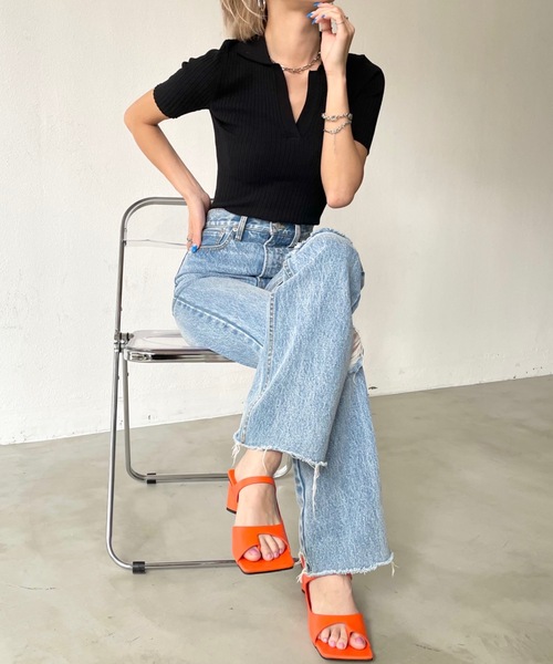 SHAGGIE（シャギー）の「スクエアトゥトングサンダル（サンダル・レディース・ホワイト/ブラック/ピンク/オレンジ・S/M/L/XL）」の10枚目の写真