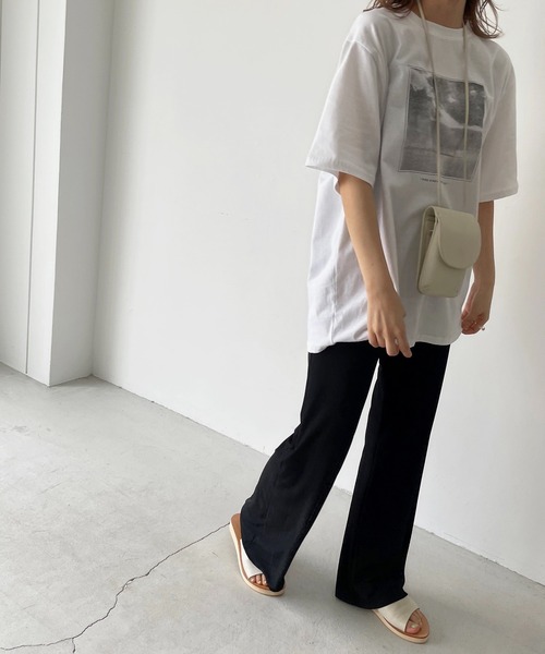 CANAL JEAN(キャナルジーン)の「via j(ヴィアジェイ) 転写ロゴ半袖Tシャツ(Tシャツ/カットソー・レディース・ホワイト/グレー・ONE SIZE)」の5枚目の写真