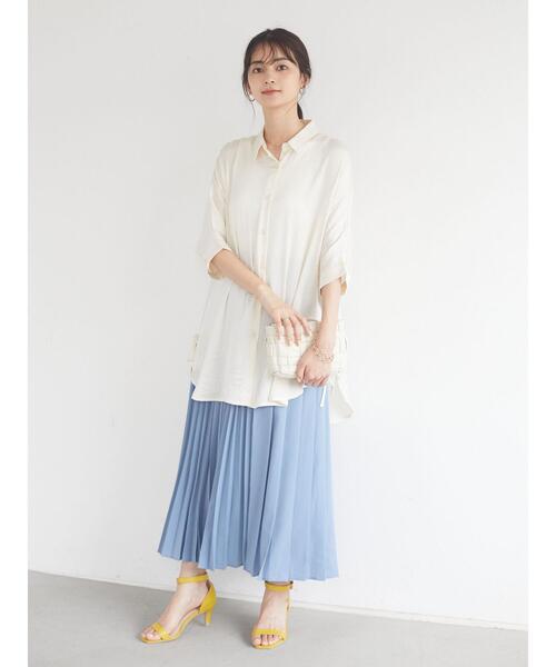 CRAFT STANDARD BOUTIQUE（クラフトスタンダードブティック）の「サイドリボンドルマンロングシャツ　＊◇（シャツ/ブラウス・レディース・アイボリー/ピンク/ブルー/モカ/ライトグリーン/ライトグレー/ダークネイビー・FREE）」の19枚目の写真