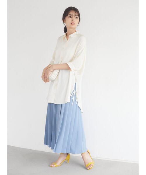 CRAFT STANDARD BOUTIQUE（クラフトスタンダードブティック）の「サイドリボンドルマンロングシャツ　＊◇（シャツ/ブラウス・レディース・アイボリー/ピンク/ブルー/モカ/ライトグリーン/ライトグレー/ダークネイビー・FREE）」の20枚目の写真