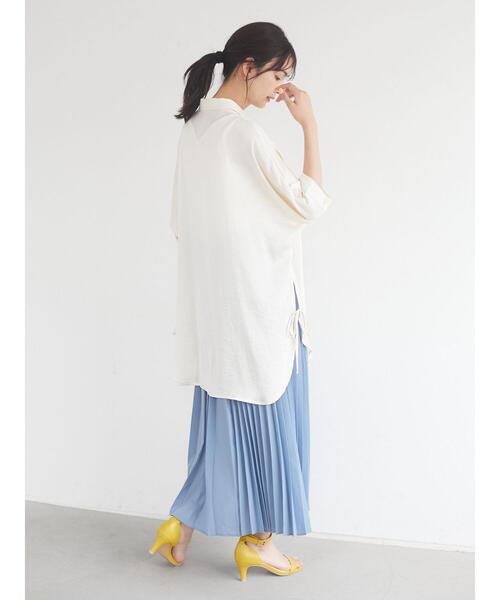 CRAFT STANDARD BOUTIQUE（クラフトスタンダードブティック）の「サイドリボンドルマンロングシャツ　＊◇（シャツ/ブラウス・レディース・アイボリー/ピンク/ブルー/モカ/ライトグリーン/ライトグレー/ダークネイビー・FREE）」の22枚目の写真