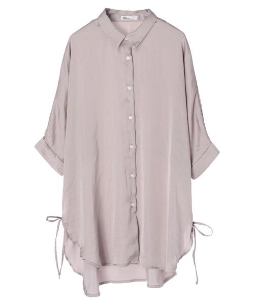 CRAFT STANDARD BOUTIQUE（クラフトスタンダードブティック）の「サイドリボンドルマンロングシャツ　＊◇（シャツ/ブラウス・レディース・アイボリー/ピンク/ブルー/モカ/ライトグリーン/ライトグレー/ダークネイビー・FREE）」の2枚目の写真