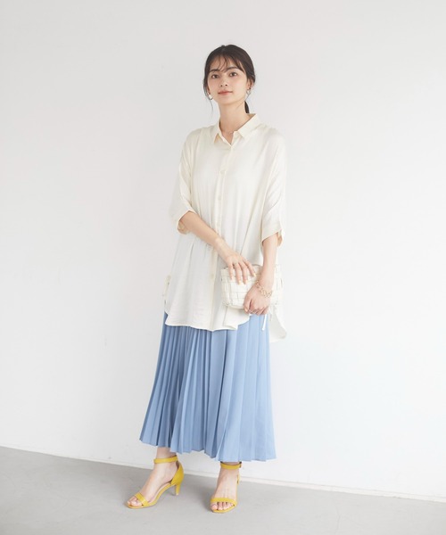 CRAFT STANDARD BOUTIQUE（クラフトスタンダードブティック）の「サイドリボンドルマンロングシャツ　＊◇（シャツ/ブラウス・レディース・アイボリー/ピンク/ブルー/モカ/ライトグリーン/ライトグレー/ダークネイビー・FREE）」の8枚目の写真