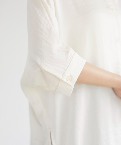 CRAFT STANDARD BOUTIQUE（クラフトスタンダードブティック）の「サイドリボンドルマンロングシャツ　＊◇（シャツ/ブラウス・レディース・アイボリー/ピンク/ブルー/モカ/ライトグリーン/ライトグレー/ダークネイビー・FREE）」の13枚目の写真