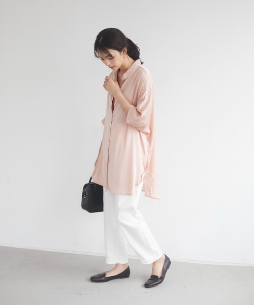 CRAFT STANDARD BOUTIQUE（クラフトスタンダードブティック）の「サイドリボンドルマンロングシャツ　＊◇（シャツ/ブラウス・レディース・アイボリー/ピンク/ブルー/モカ/ライトグリーン/ライトグレー/ダークネイビー・FREE）」の15枚目の写真