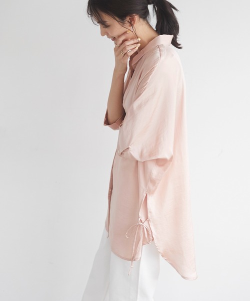CRAFT STANDARD BOUTIQUE（クラフトスタンダードブティック）の「サイドリボンドルマンロングシャツ　＊◇（シャツ/ブラウス・レディース・アイボリー/ピンク/ブルー/モカ/ライトグリーン/ライトグレー/ダークネイビー・FREE）」の17枚目の写真