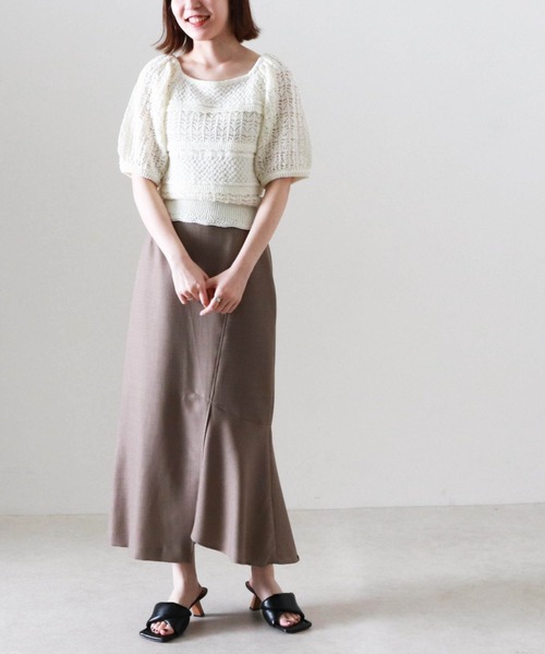 Cheek(チーク)の「【日本製】アシンメトリーヘムラインスカート(スカート・レディース・キャメル/カーキ/ピンク・MEDIUM)」の22枚目の写真