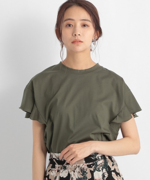 Andemiu（アンデミュウ）の「フリルカットソー953958（Tシャツ/カットソー・レディース・オフホワイト/ライトグレー/カーキ・FREE）」の4枚目の写真