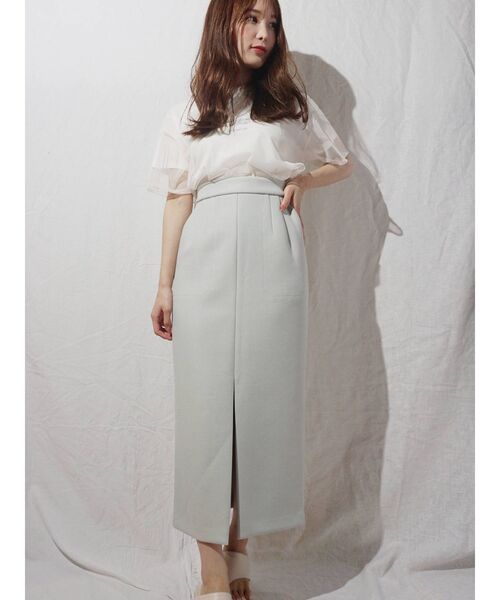 MERCURYDUO（マーキュリーデュオ）の「ボンディングカラーステッチタイトスカート（スカート・レディース・アイボリー/ミント/ラベンダー・SMALL/MEDIUM）」の4枚目の写真