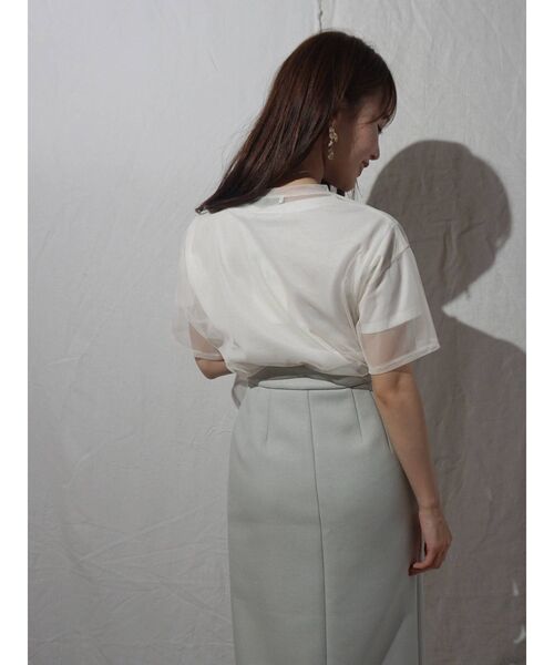 MERCURYDUO（マーキュリーデュオ）の「ボンディングカラーステッチタイトスカート（スカート・レディース・アイボリー/ミント/ラベンダー・SMALL/MEDIUM）」の7枚目の写真