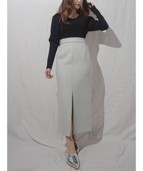 MERCURYDUO（マーキュリーデュオ）の「ボンディングカラーステッチタイトスカート（スカート・レディース・アイボリー/ミント/ラベンダー・SMALL/MEDIUM）」の8枚目の写真