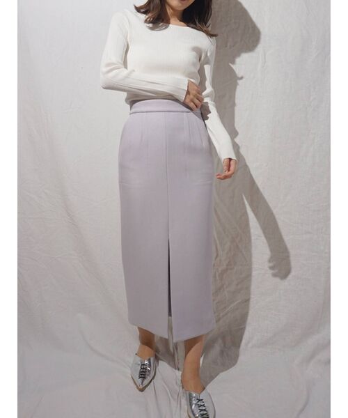 MERCURYDUO（マーキュリーデュオ）の「ボンディングカラーステッチタイトスカート（スカート・レディース・アイボリー/ミント/ラベンダー・SMALL/MEDIUM）」の10枚目の写真