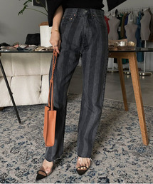 Ameri | STRIPE DAMAGE STRAIGHT DENIM(デニムパンツ)