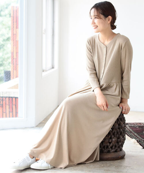 B:MING by BEAMS(ビーミングバイビームス)の「B:MING by BEAMS / ウエスト切り替え カットソー ワンピース(ワンピース・レディース・ブラック/ベージュ/モスグリーン・ONE SIZE)」の10枚目の写真