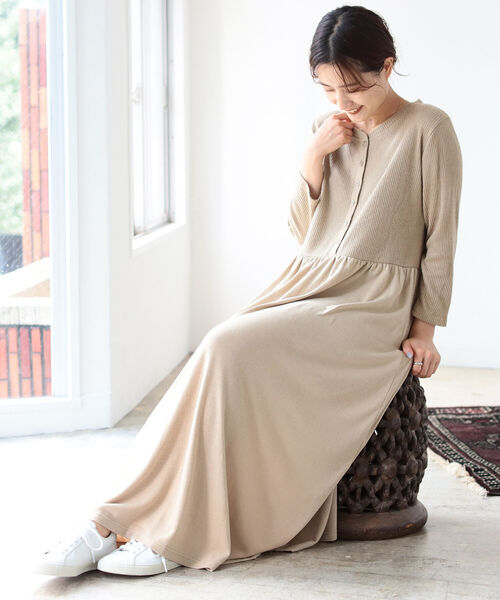 B:MING by BEAMS(ビーミングバイビームス)の「B:MING by BEAMS / ウエスト切り替え カットソー ワンピース(ワンピース・レディース・ブラック/ベージュ/モスグリーン・ONE SIZE)」の9枚目の写真