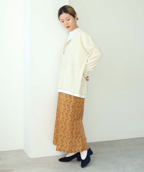 nitca（ニトカ）の「キカバナプリント　バックスリットスカート（スカート・レディース・ホワイト/オレンジ・FREE）」の8枚目の写真