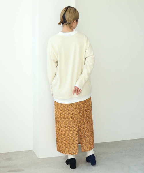 nitca（ニトカ）の「キカバナプリント　バックスリットスカート（スカート・レディース・ホワイト/オレンジ・FREE）」の9枚目の写真