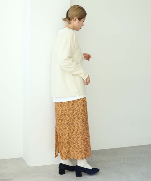 nitca（ニトカ）の「キカバナプリント　バックスリットスカート（スカート・レディース・ホワイト/オレンジ・FREE）」の10枚目の写真