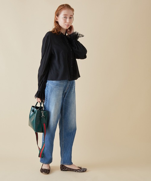 MADEMOISELLE ROPE'(マドモアゼル ロペ)の「袖レースエアリーブラウス(シャツ/ブラウス・レディース・ブラック/ホワイト/パープル系その他2・38)」の7枚目の写真